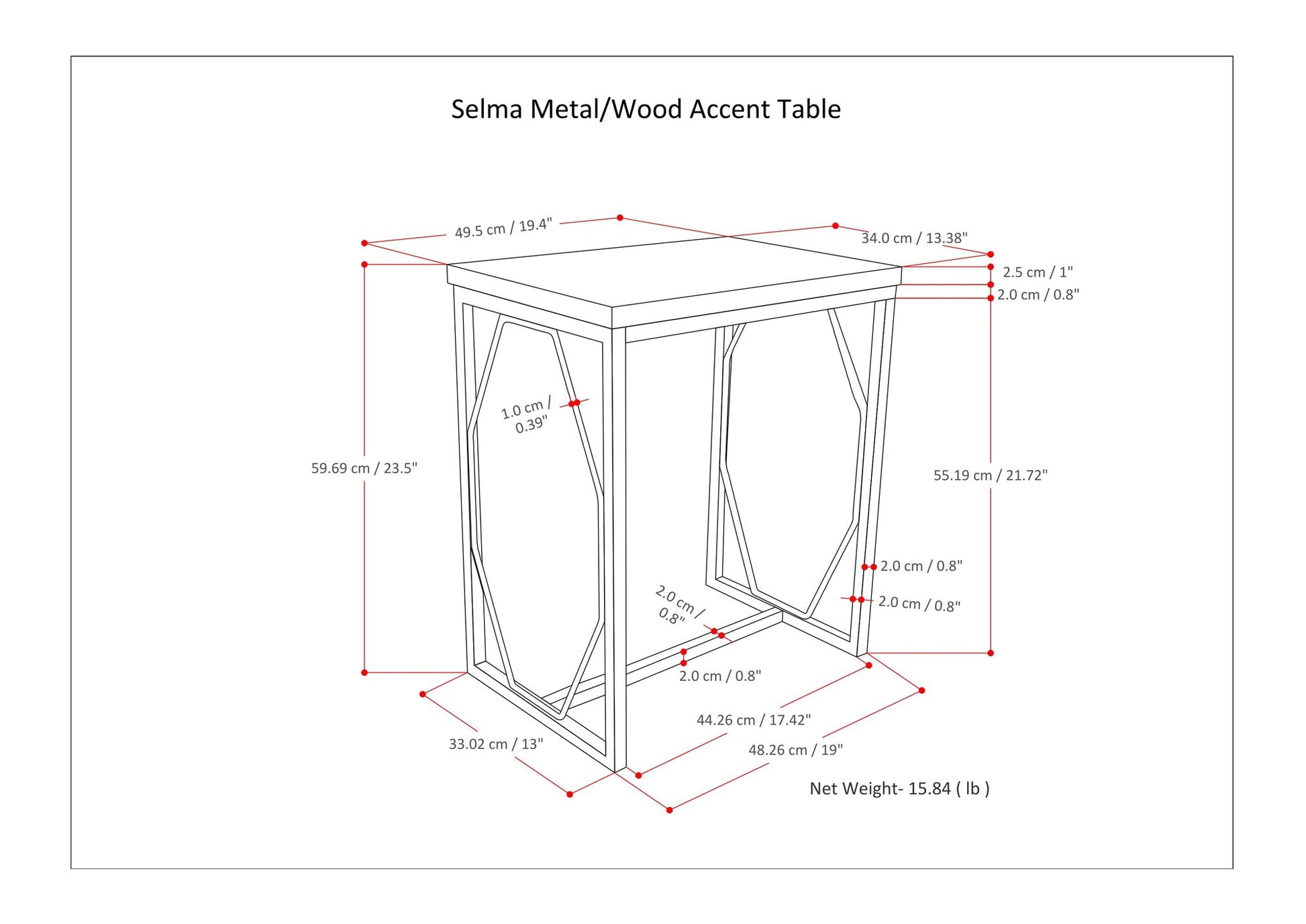 Selma - Metal and Wood Accent Table - Cognac image 7