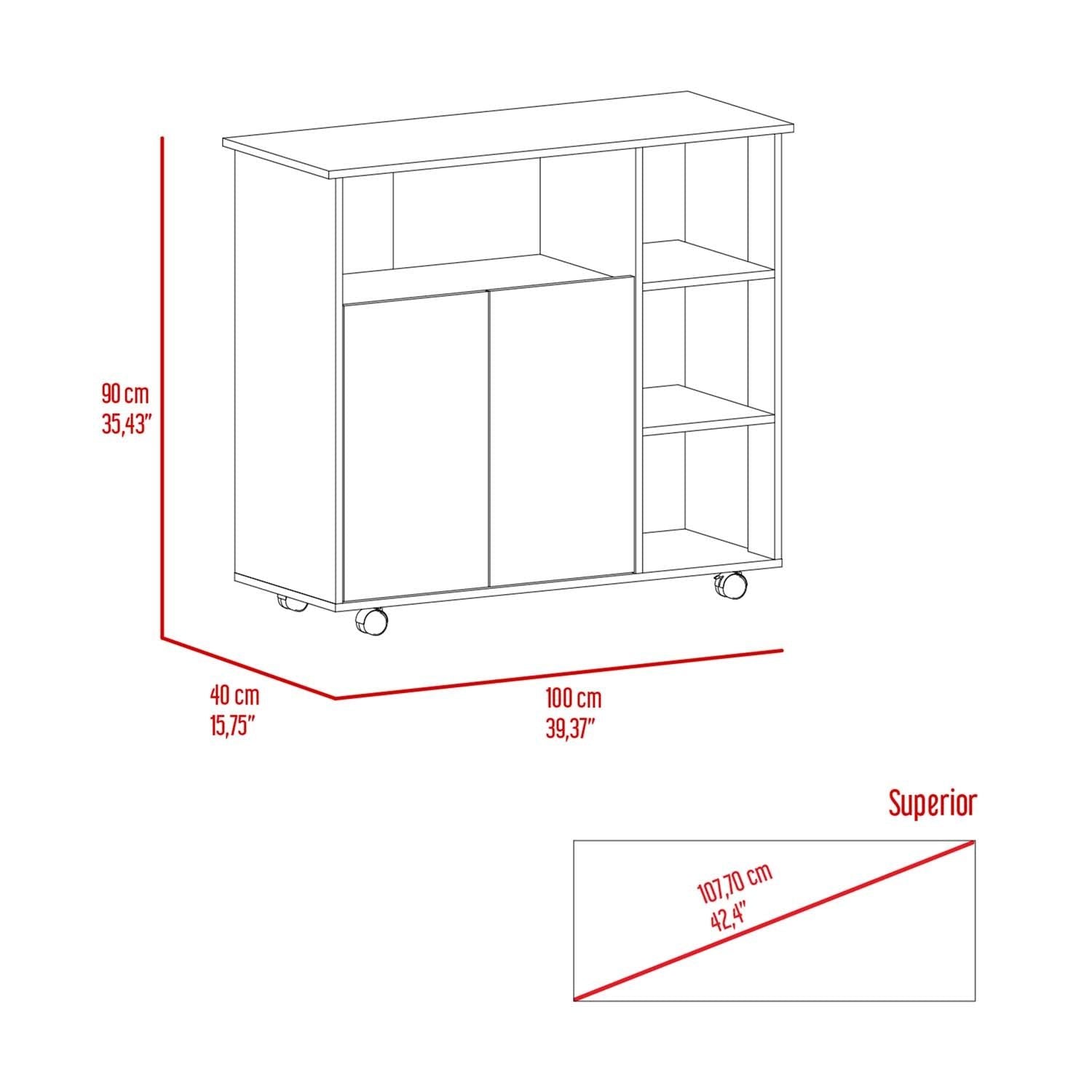 Serbia Kitchen Island, One Cabinet, Four Open Shelves image 8