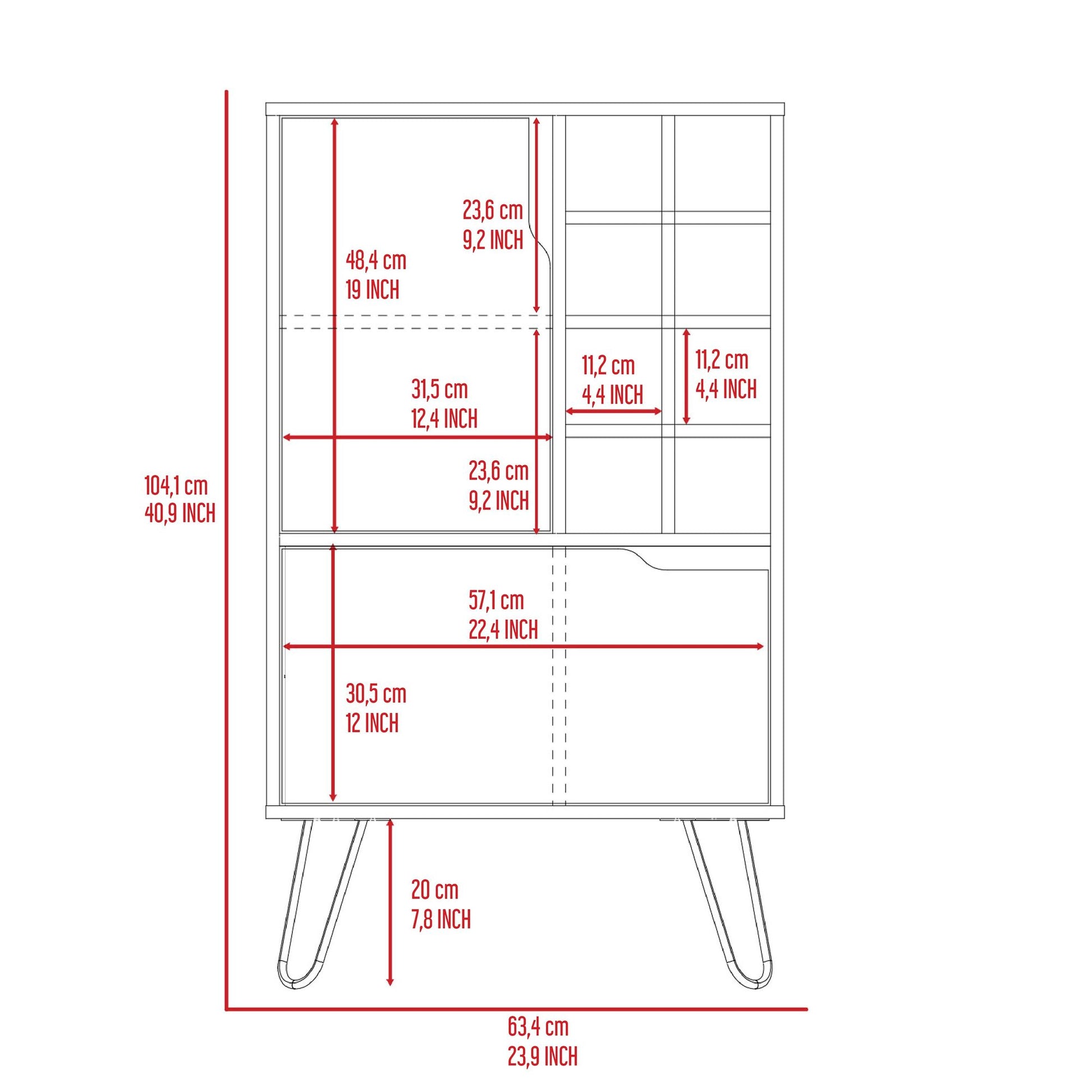 Serbia Kitchen Island, One Cabinet, Four Open Shelves image 2