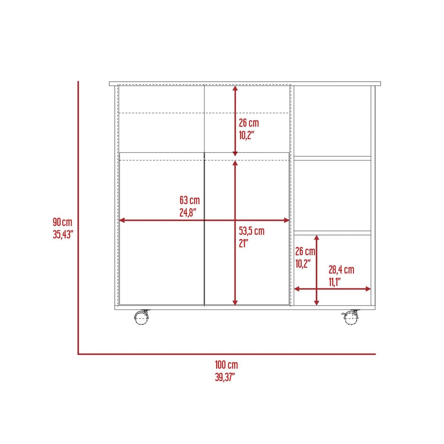 Serbia Kitchen Island, One Cabinet, Four Open Shelves image 7