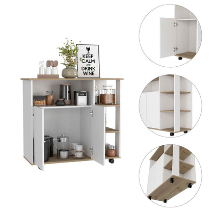 Serbia Kitchen Island, One Cabinet, Four Open Shelves image 9