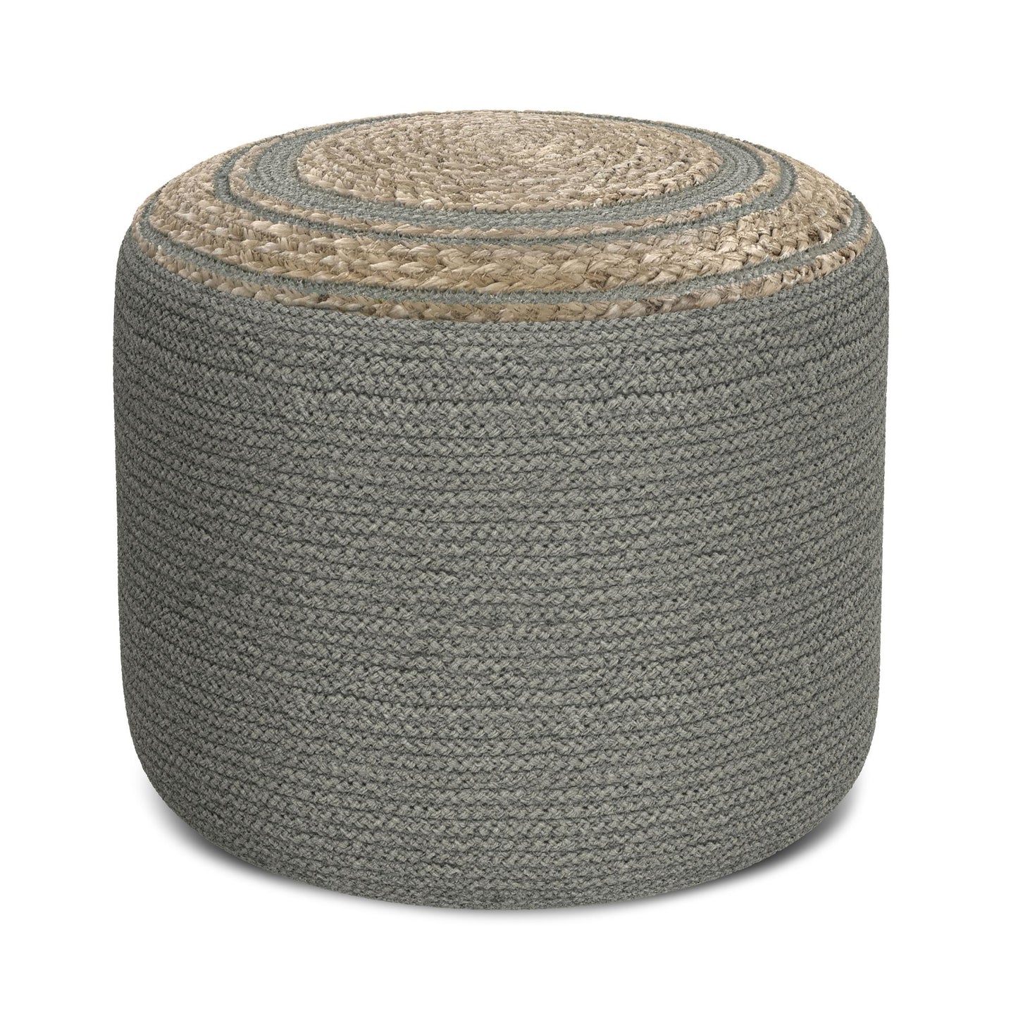 Serena - Round Braided Pouf - Dove Grey image 1