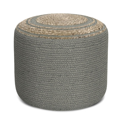 Serena - Round Braided Pouf - Dove Grey image 1