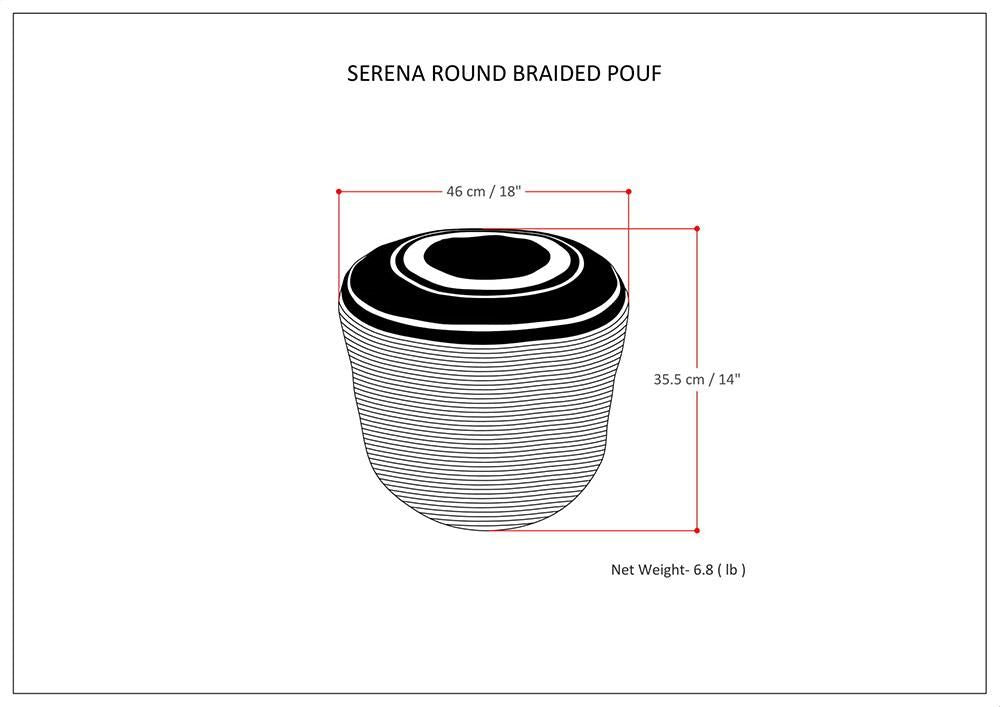 Serena - Round Braided Pouf - Dove Grey image 6
