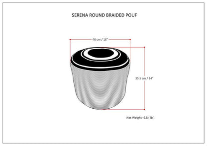 Serena - Round Braided Pouf - Dove Grey image 6