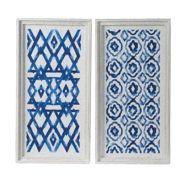 Set of 2 Blue and White Hanging Sculptures, Modern Wall Art Decor, 12.5" x 24.5" image 2