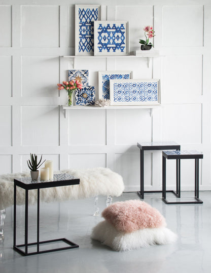 Set of 2 Blue and White Hanging Sculptures, Modern Wall Art Decor, 12.5" x 24.5" image 9