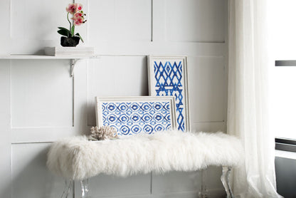 Set of 2 Blue and White Hanging Sculptures, Modern Wall Art Decor, 12.5" x 24.5" image 7