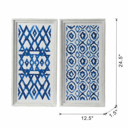 Set of 2 Blue and White Hanging Sculptures, Modern Wall Art Decor, 12.5" x 24.5" image 11