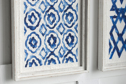 Set of 2 Blue and White Hanging Sculptures, Modern Wall Art Decor, 12.5" x 24.5" image 6