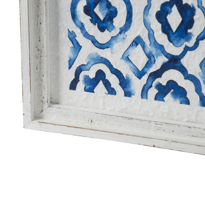 Set of 2 Blue and White Hanging Sculptures, Modern Wall Art Decor, 12.5" x 24.5" image 4