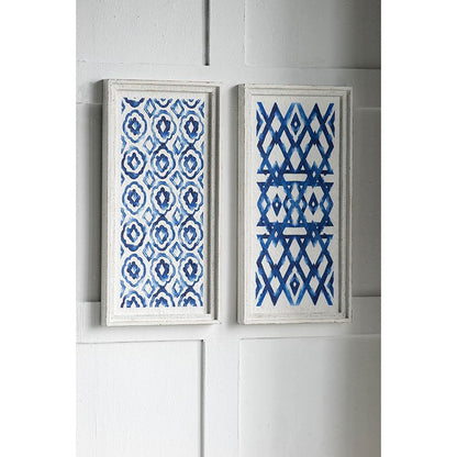 Set of 2 Blue and White Hanging Sculptures, Modern Wall Art Decor, 12.5" x 24.5" image 1