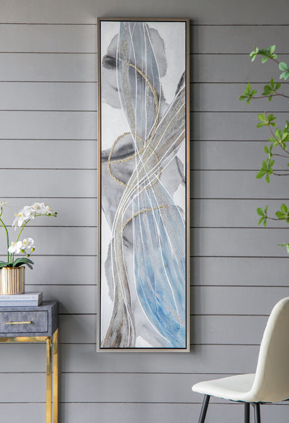 Set of 2 Elongated Modern Abstract Oil Paintings, Wall Art for Living Room Dining Room Bedroom Office Entryway, 20" x 71 image 1