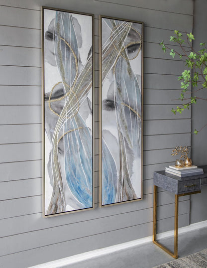 Set of 2 Elongated Modern Abstract Oil Paintings, Wall Art for Living Room Dining Room Bedroom Office Entryway, 20" x 71 image 8