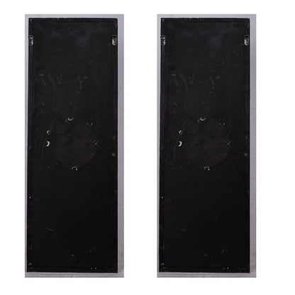 Set of 2 Large Wooden Wall Art Panels with Distressed White Finish and Round Mirror Accents,17" x 48" image 12