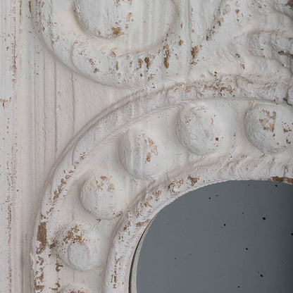 Set of 2 Large Wooden Wall Art Panels with Distressed White Finish and Round Mirror Accents,17" x 48" image 11