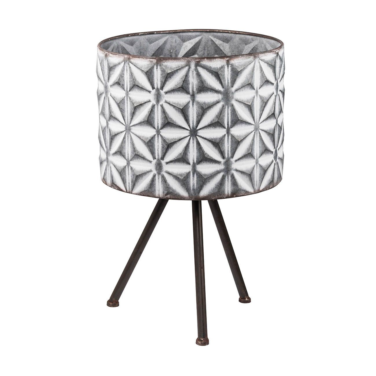 Set of 2 Metal Planter Stand,Round Galvanized Grey Farmhouse Planter image 5