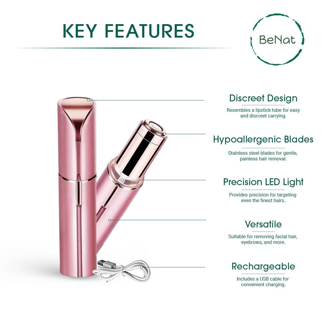 Set of 2. Rechargeable Facial & Eyebrow Hair Remover Set for Women, Painless Electric Trimmer with LED Light image 3