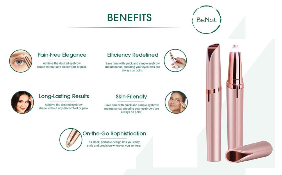 Set of 2. Rechargeable Facial & Eyebrow Hair Remover Set for Women, Painless Electric Trimmer with LED Light image 6