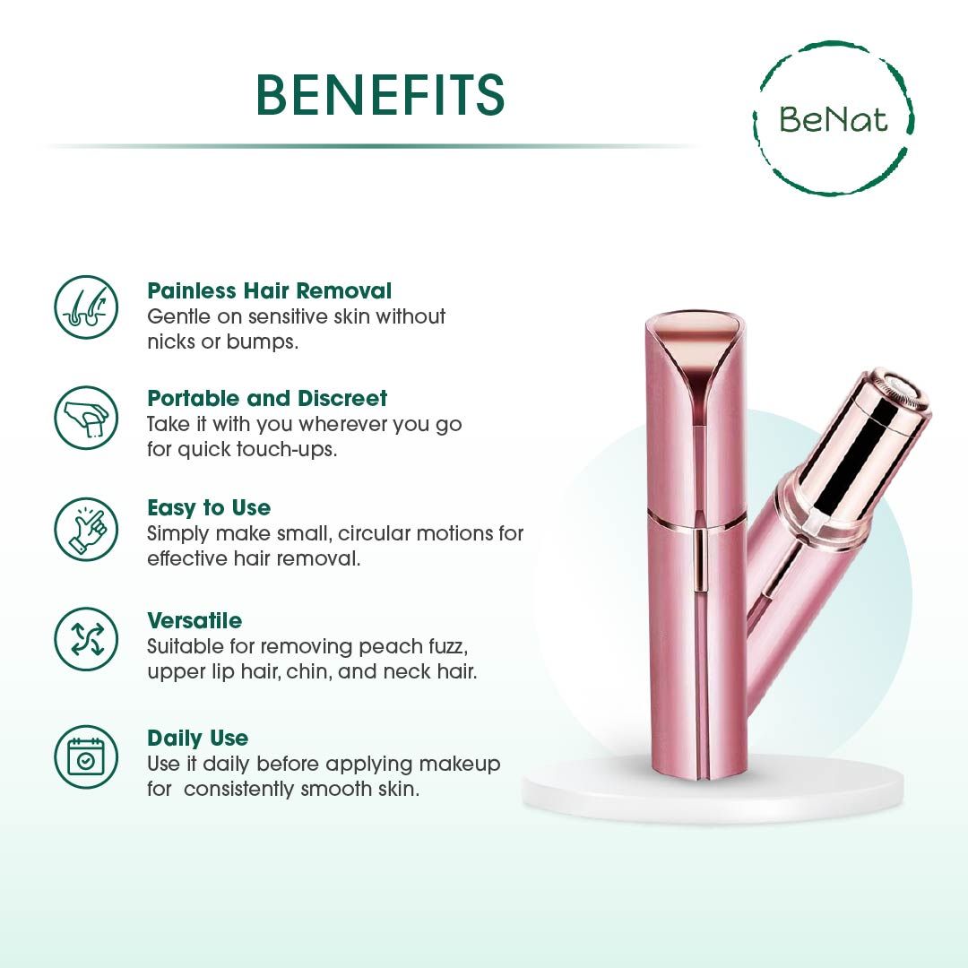Set of 2. Rechargeable Facial & Eyebrow Hair Remover Set for Women, Painless Electric Trimmer with LED Light image 4