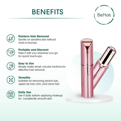Set of 2. Rechargeable Facial & Eyebrow Hair Remover Set for Women, Painless Electric Trimmer with LED Light image 4