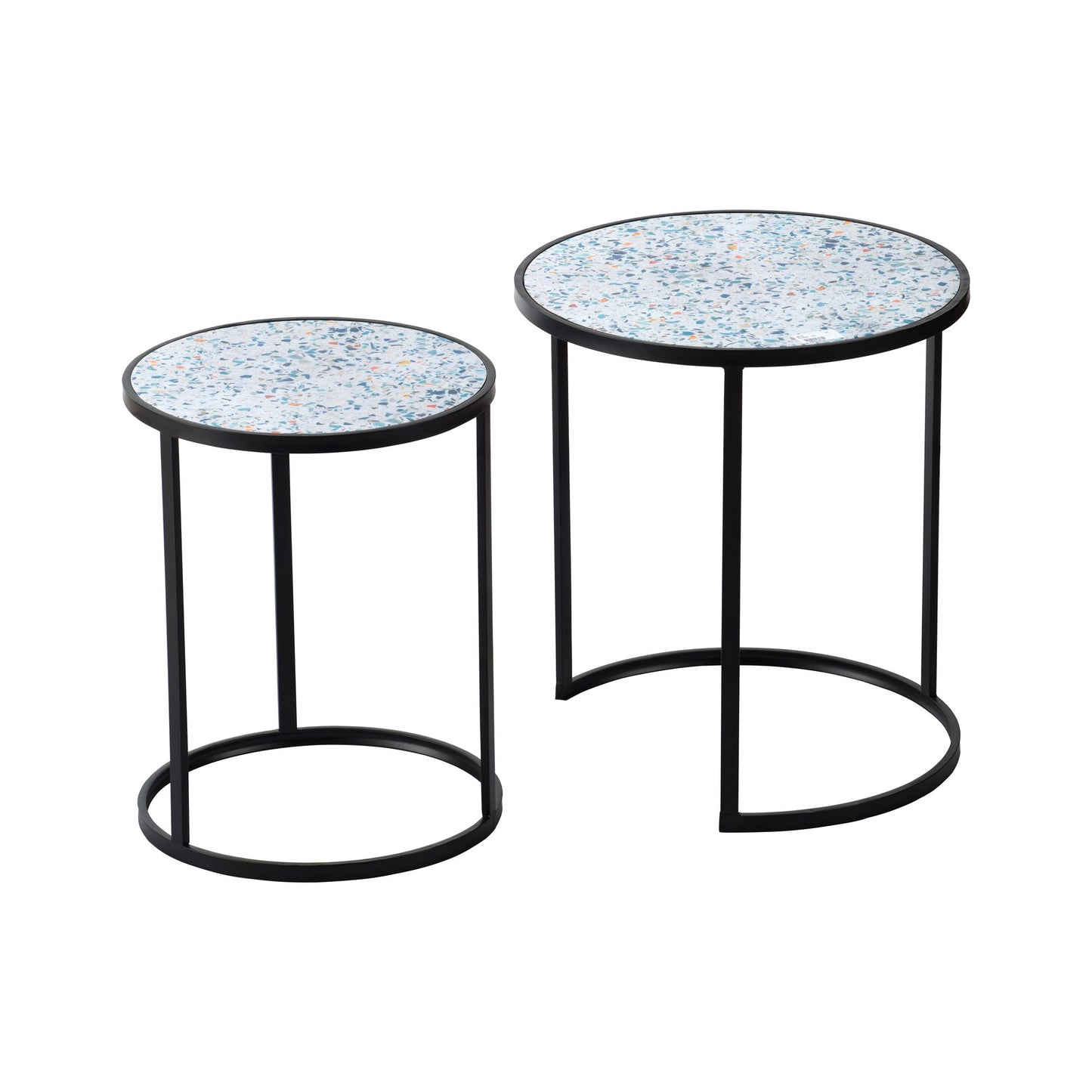 Set of 2 Round End Table, Stacking Side Tables with Sturdy Metal Frame for Small Space,Living Room, Office image 1