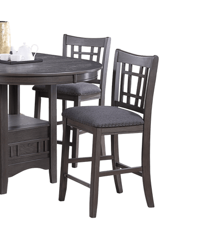 Set of 2pc High Chairs Dining Room Furniture Gray Solid wood Counter Height Chairs Upholstered Cushioned Open Square Des image 5
