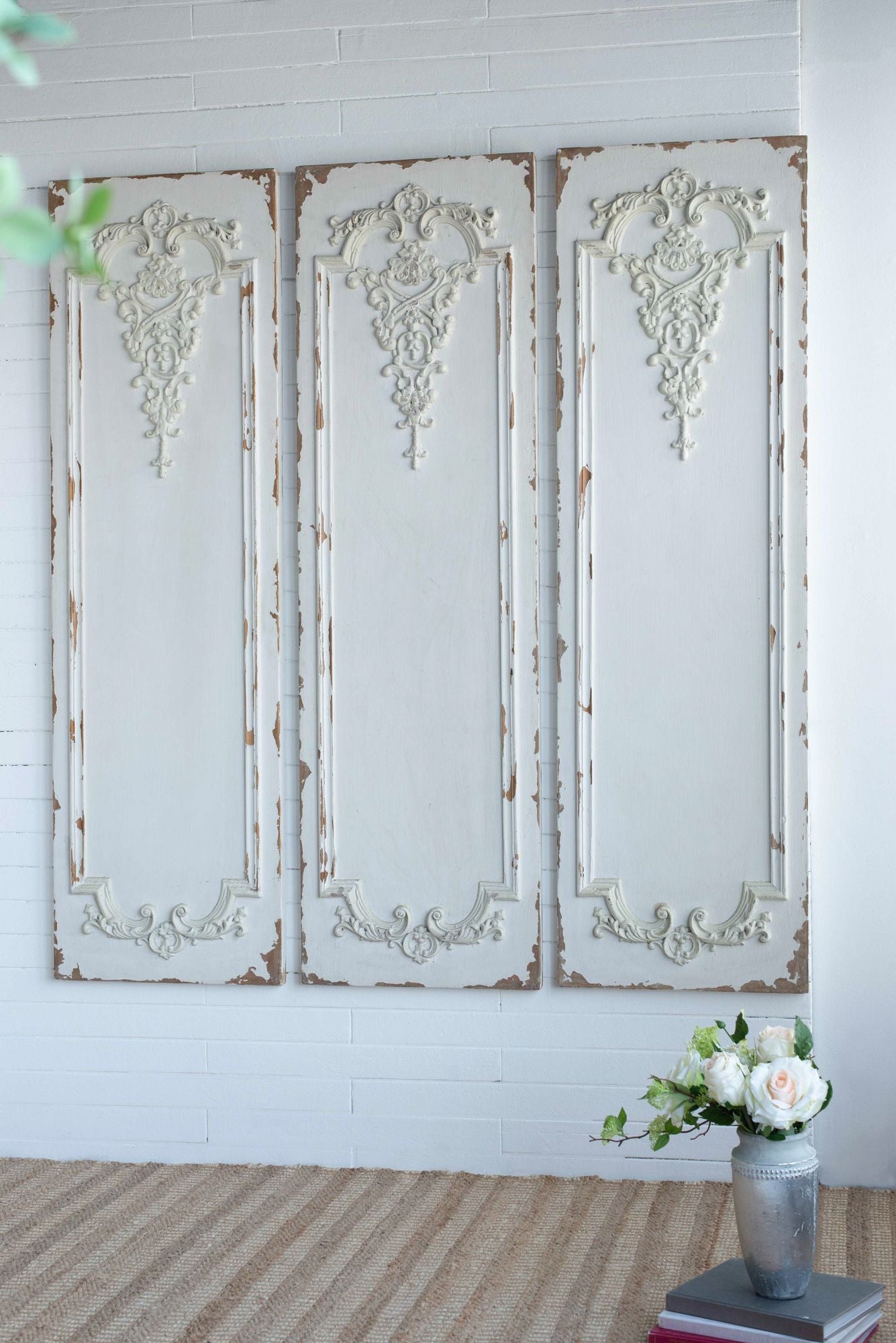 Set of 3 Large White Wall Art Panel, Rectangle Wall Sculpture, Wall Décor for Living Room Dining Room Office Bedroom, 21 image 3
