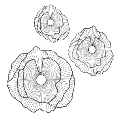 Set of 3 Metal Flowers Wall Decor, Transitional Wall Floral Sculpture for Foyer Porch Hallway Entrance image 6