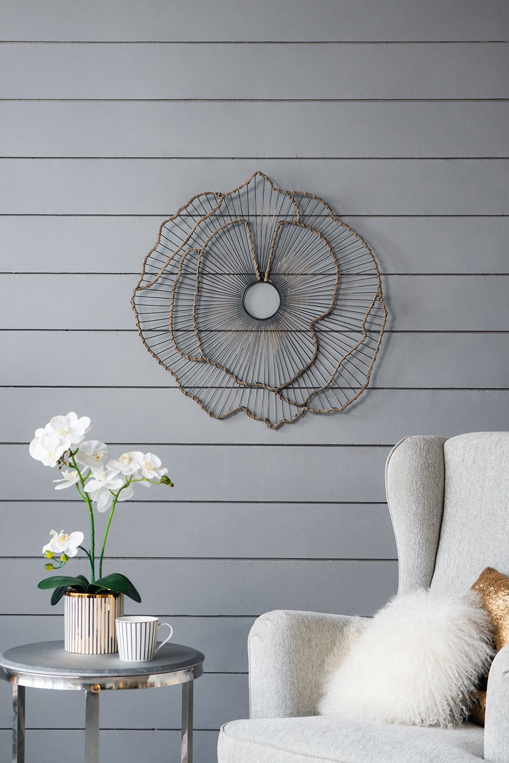 Set of 3 Metal Flowers Wall Decor, Transitional Wall Floral Sculpture for Foyer Porch Hallway Entrance image 2
