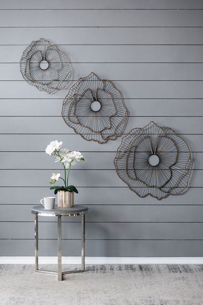 Set of 3 Metal Flowers Wall Decor, Transitional Wall Floral Sculpture for Foyer Porch Hallway Entrance image 7