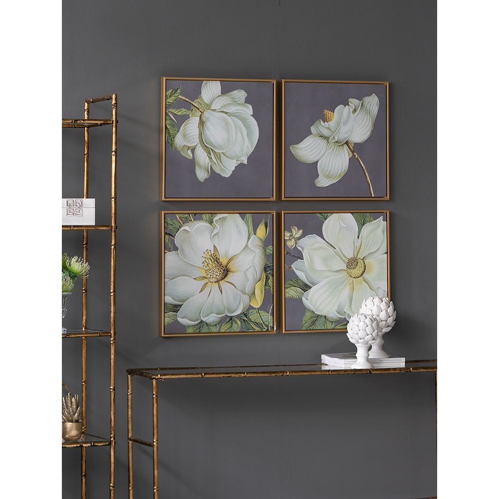 Set of 4 White and Gold Botanical Wall Art Prints, Home Decor for Living Room Dining Room Bedroom Hallway, 20' x 20' image 10
