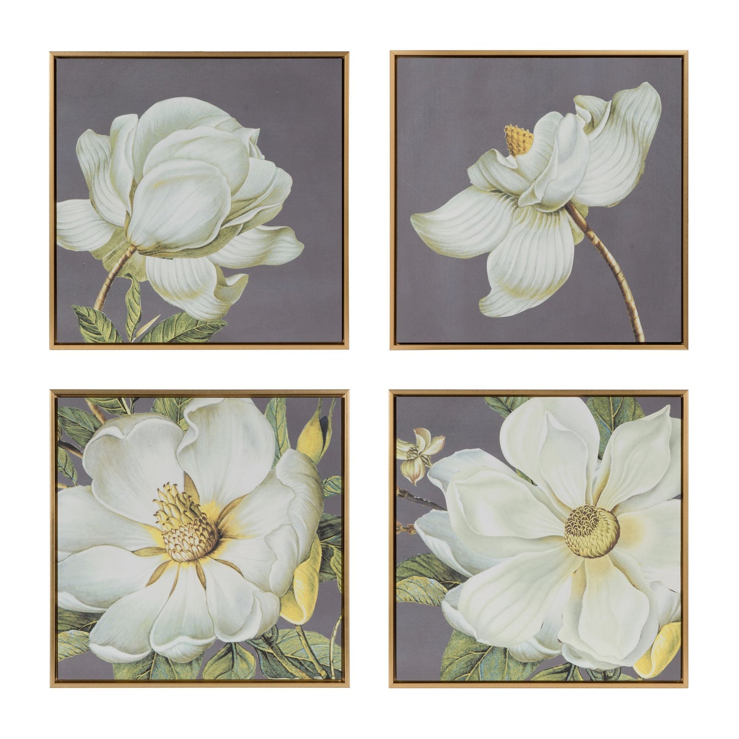 Set of 4 White and Gold Botanical Wall Art Prints, Home Decor for Living Room Dining Room Bedroom Hallway, 20' x 20' image 4