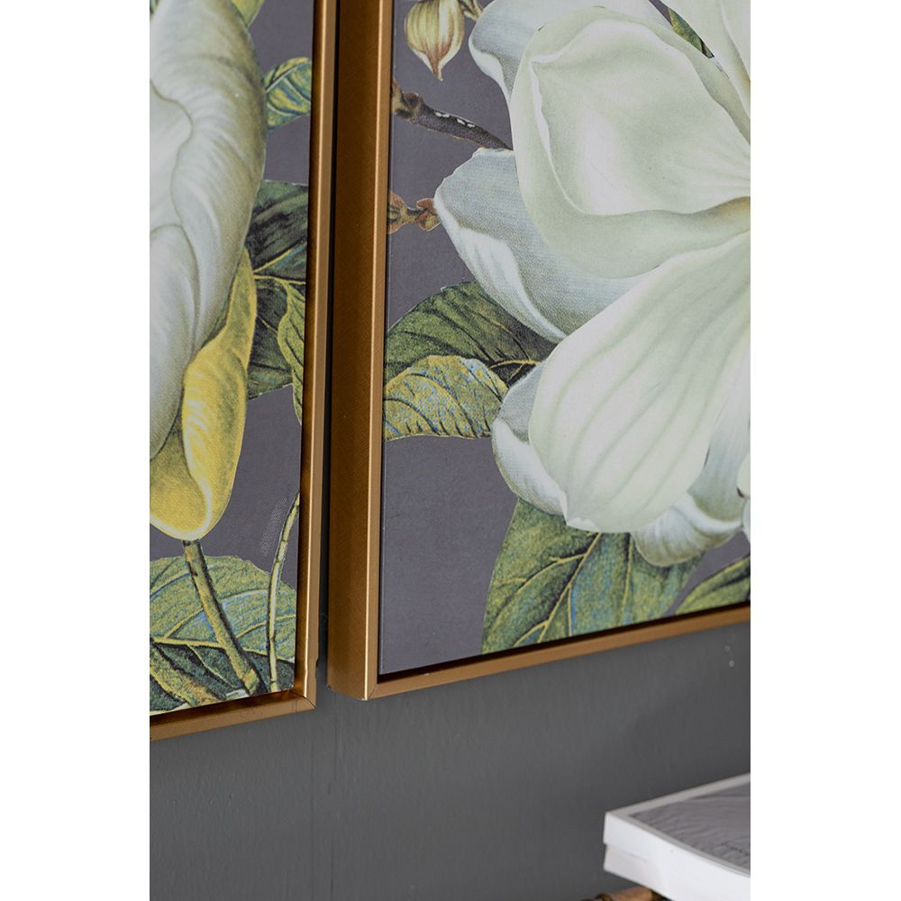 Set of 4 White and Gold Botanical Wall Art Prints, Home Decor for Living Room Dining Room Bedroom Hallway, 20' x 20' image 2