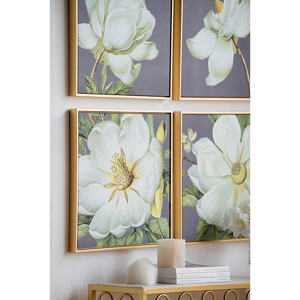 Set of 4 White and Gold Botanical Wall Art Prints, Home Decor for Living Room Dining Room Bedroom Hallway, 20' x 20' image 11
