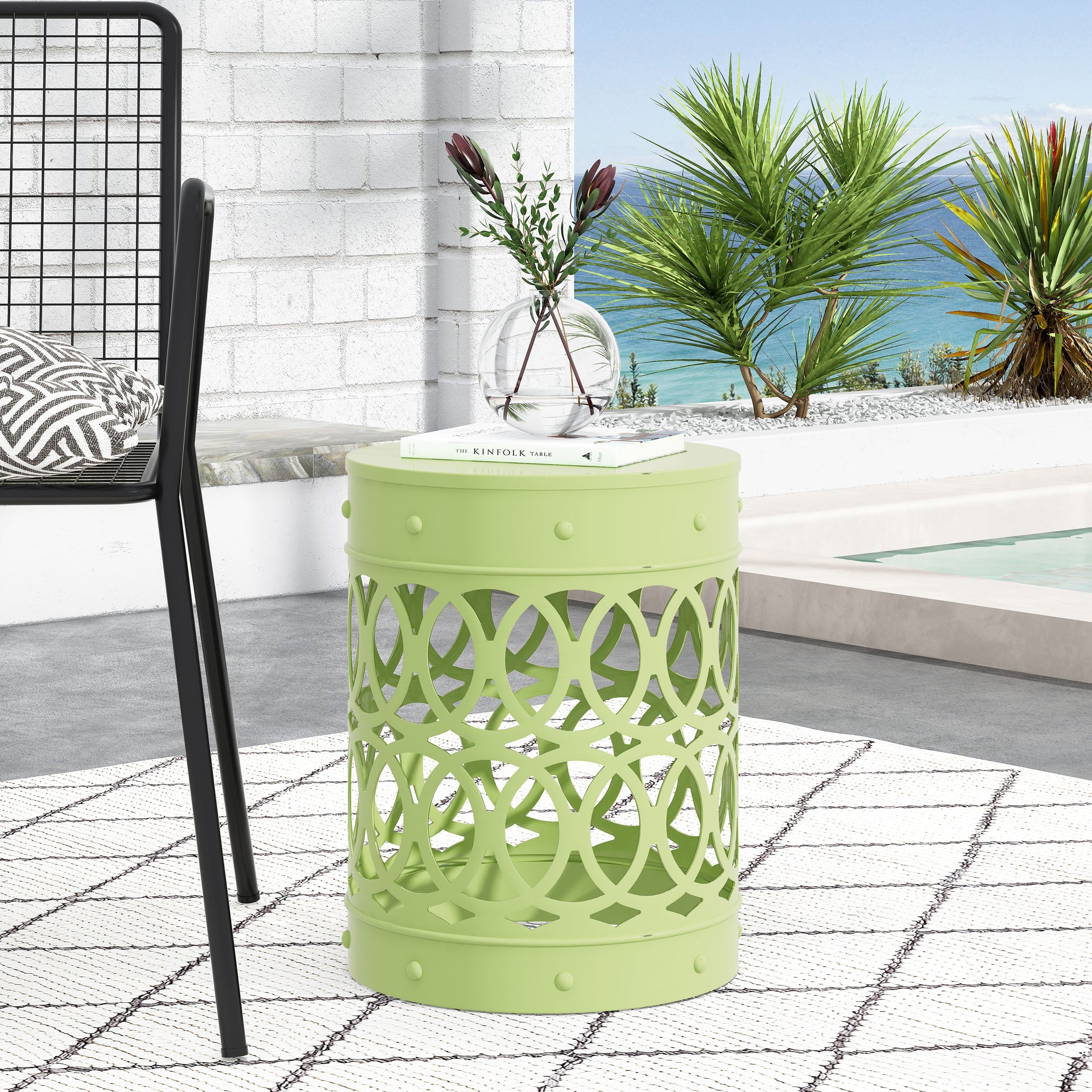 Outdoor Metal end Table -Large image 1