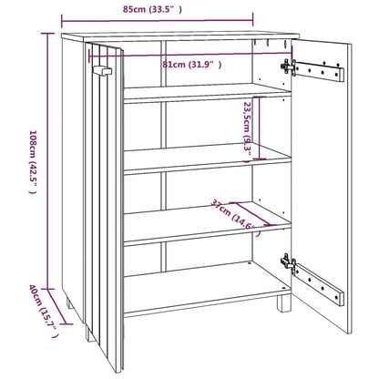 Shoe Cabinet HAMAR White 33.5"x15.7"x42.5" Solid Wood Pine image 8