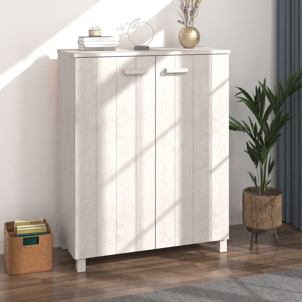 Shoe Cabinet HAMAR White 33.5"x15.7"x42.5" Solid Wood Pine image 1