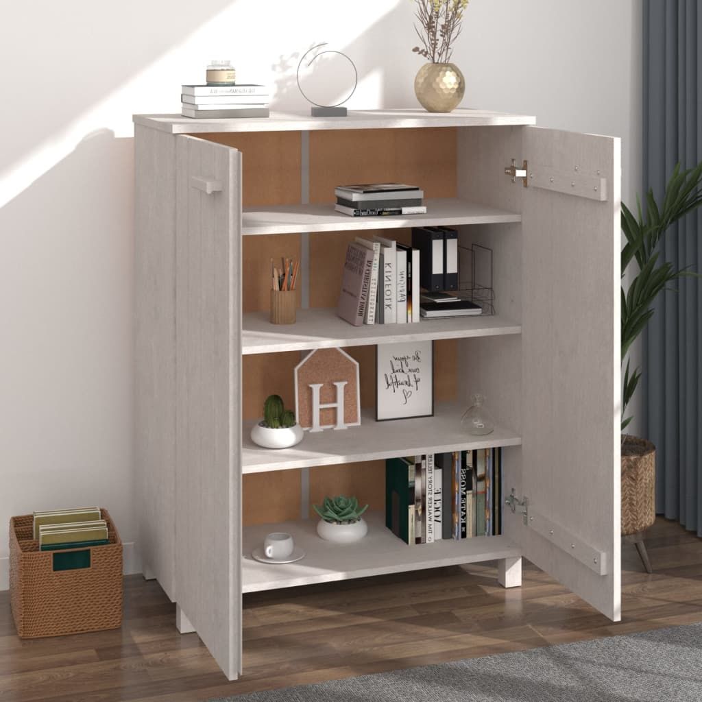 Shoe Cabinet HAMAR White 33.5"x15.7"x42.5" Solid Wood Pine image 7