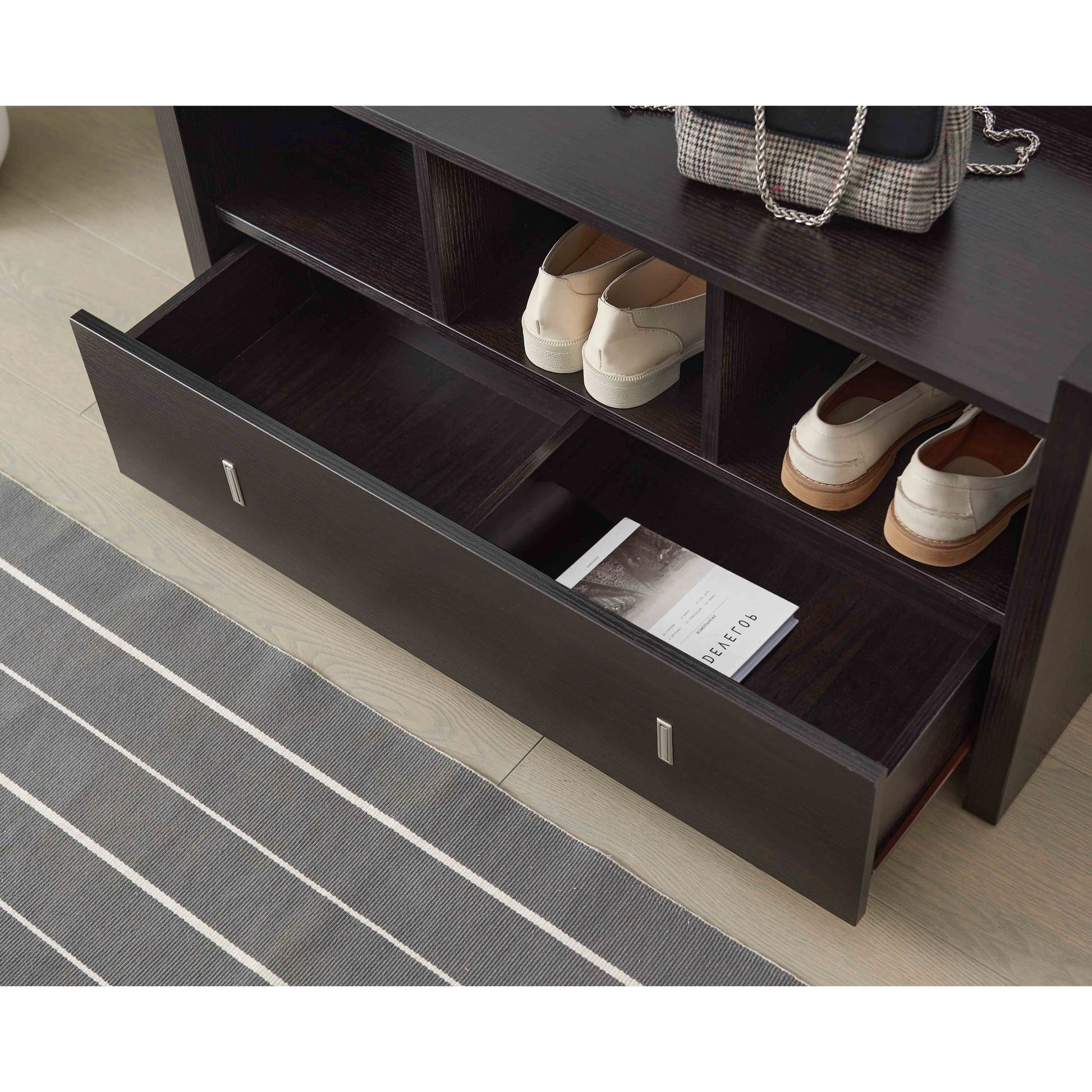 Shoe Entry Bench with Drawer, Shoe Storage Organizer, Red Cocoa image 2