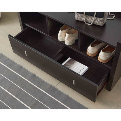 Shoe Entry Bench with Drawer, Shoe Storage Organizer, Red Cocoa image 2