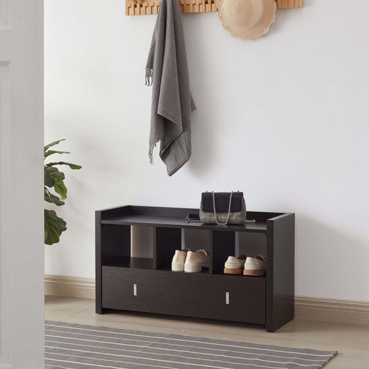 Shoe Entry Bench with Drawer Red Cocoa - Front View