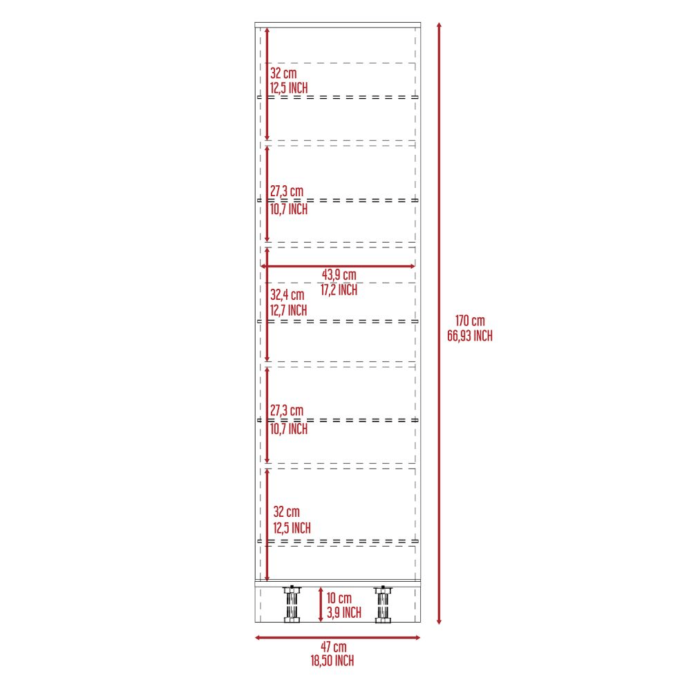Shoe rack 67" H, five internal Storage Shelves, a mirror, a door, approximate capacity of 10 pairs of shoes, black image 6