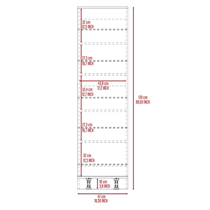 Shoe rack 67" H, five internal Storage Shelves, a mirror, a door, approximate capacity of 10 pairs of shoes, black image 6