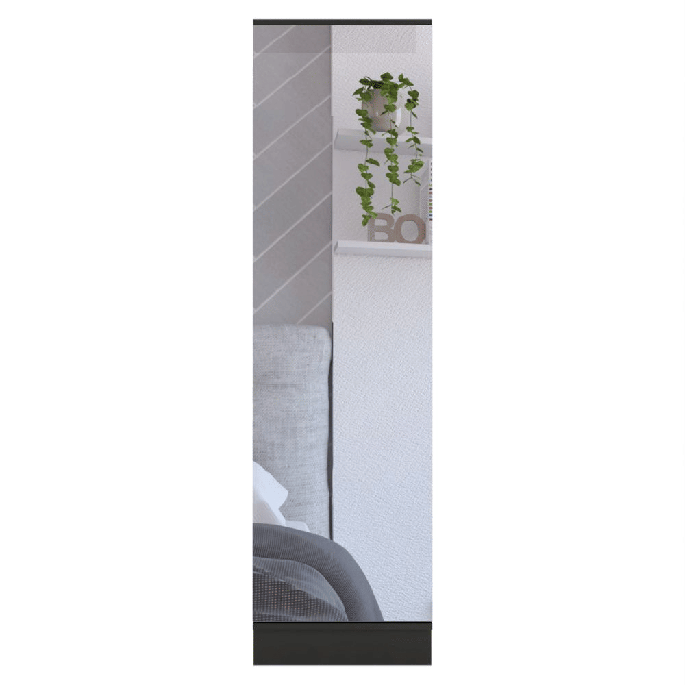 Shoe rack 67" H, five internal Storage Shelves, a mirror, a door, approximate capacity of 10 pairs of shoes, black image 5