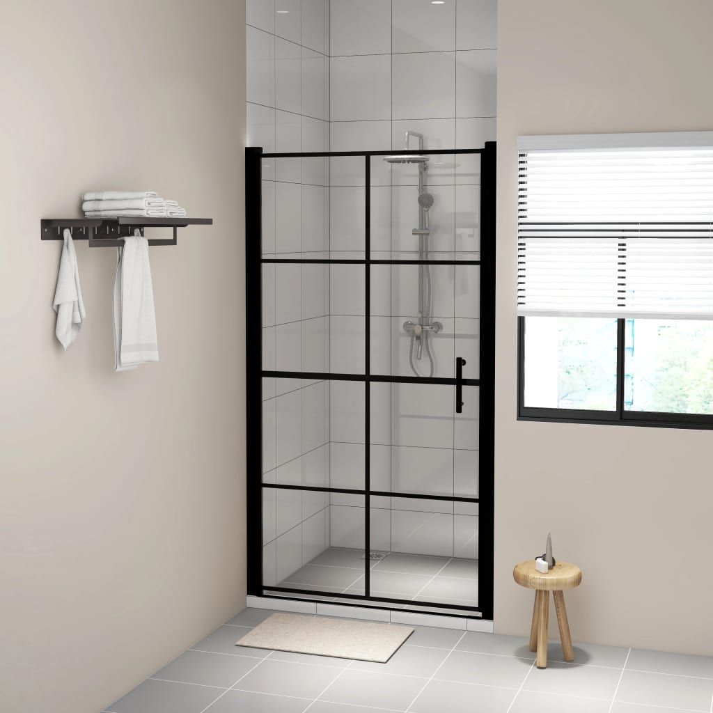 Shower Doors Tempered Glass 39.4"x70.1" Black image 1