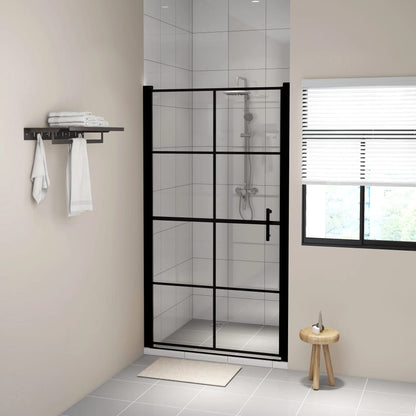 Shower Doors Tempered Glass 39.4"x70.1" Black image 1