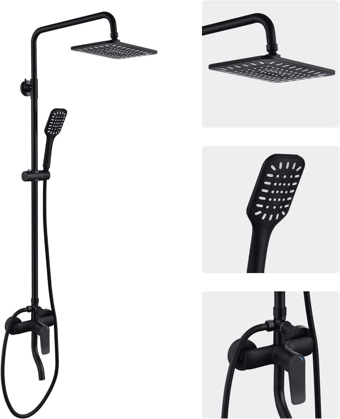 Shower Faucet Set 10" Square Shower Head 3 Function Rainfall Shower Faucet Set Handheld Sprayer Bathroom Shower Fixture  image 3