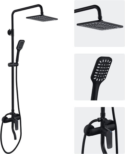 Shower Faucet Set 10" Square Shower Head 3 Function Rainfall Shower Faucet Set Handheld Sprayer Bathroom Shower Fixture  image 3