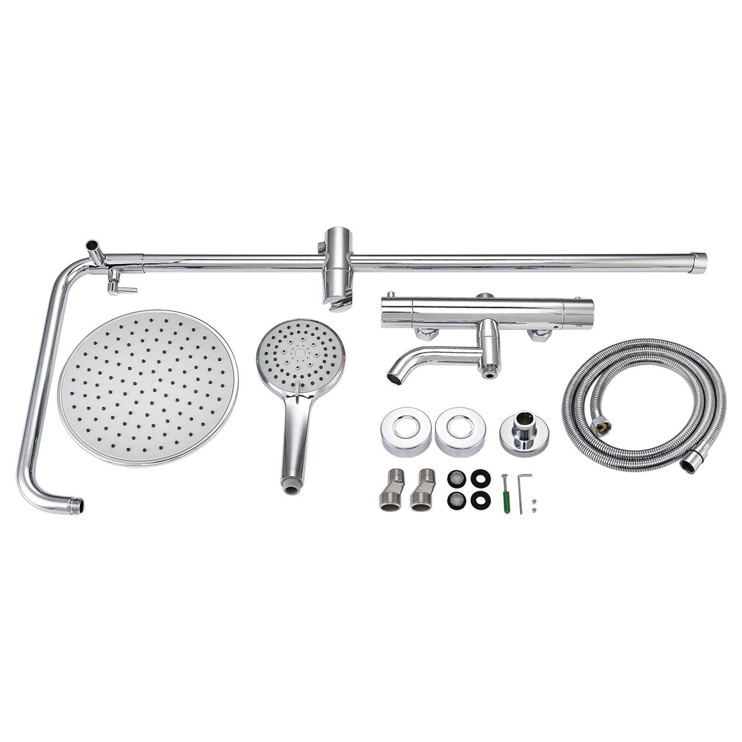Shower Faucet Set 8" Round Shower Head 3 Function Thermostatic Rainfall Shower Faucet Set Handheld Sprayer with Constant image 2